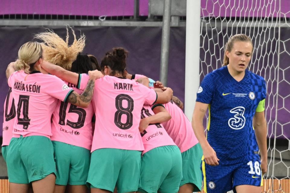 Chelsea were thrashed 4-0 by Barcelona in the Women’s Champions League FinalAFP via Getty Images