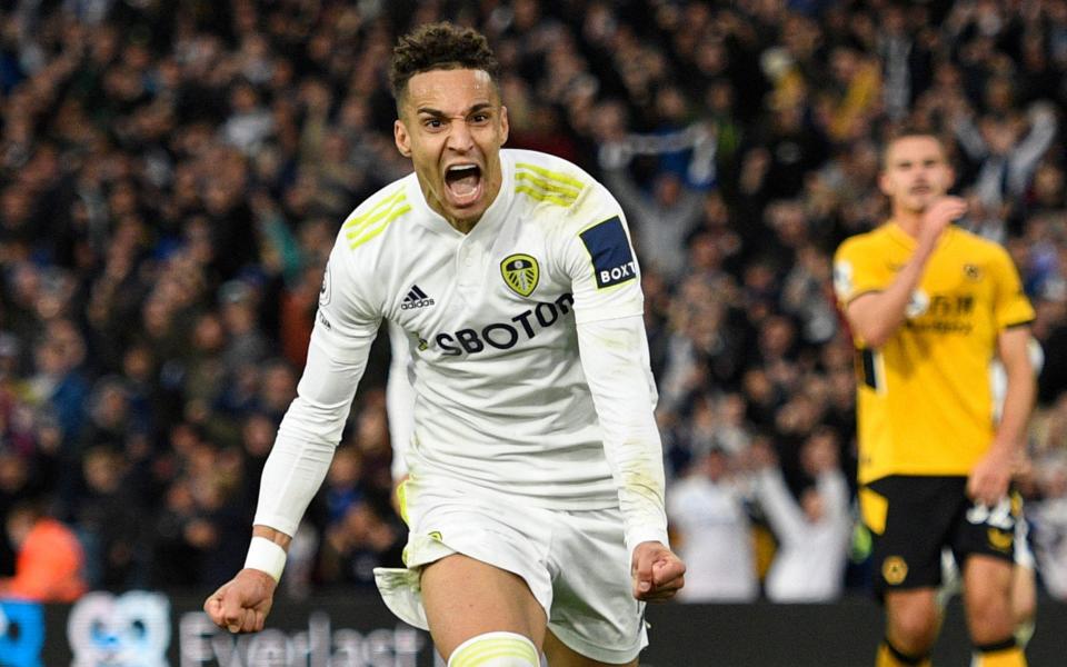  Leeds United's Brazilian-born Spanish striker Rodrigo celebrates scoring their first goal - AFP