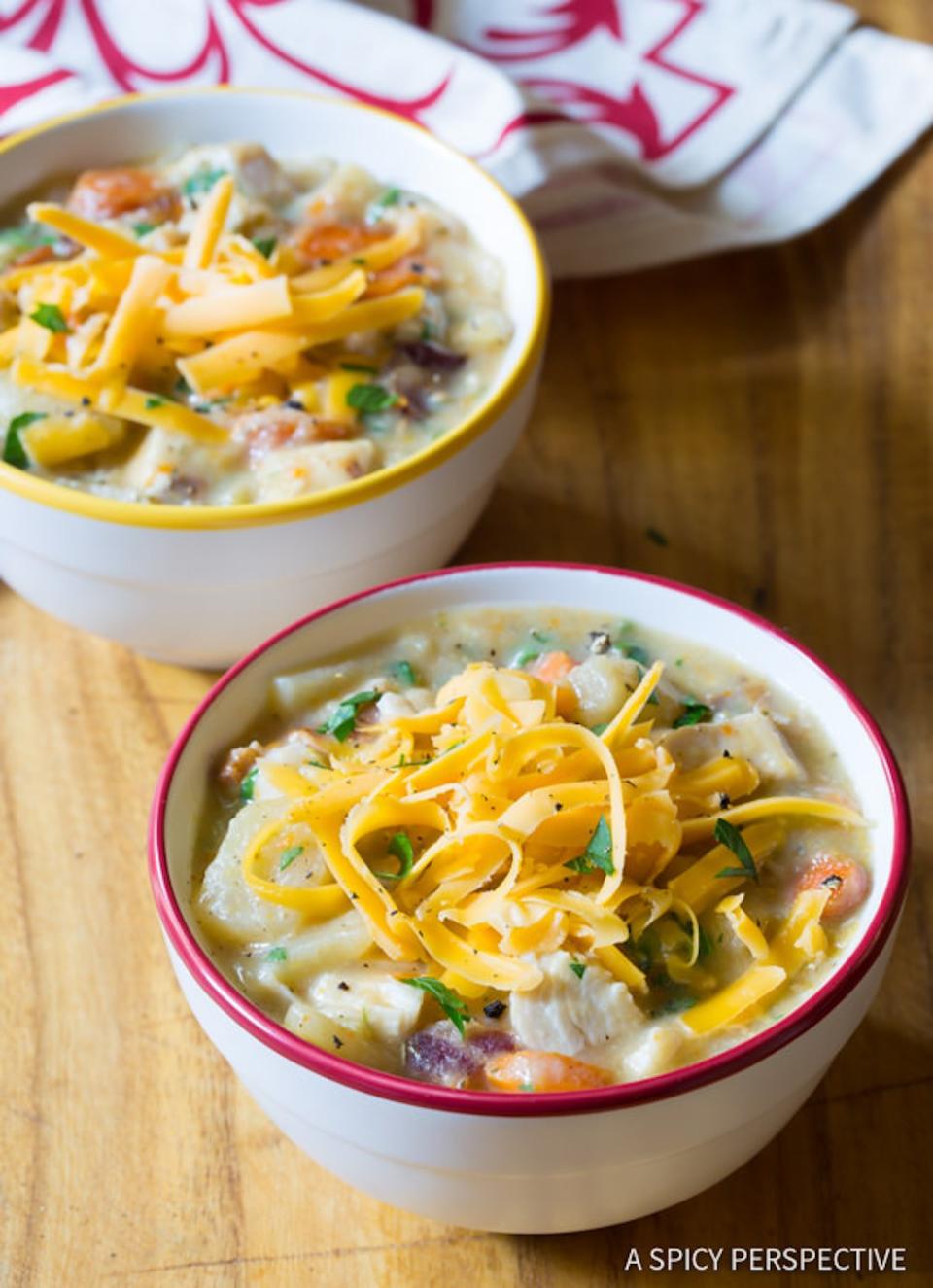 Healthy Slow Cooker Chicken Potato Soup from A Spicy Perspective