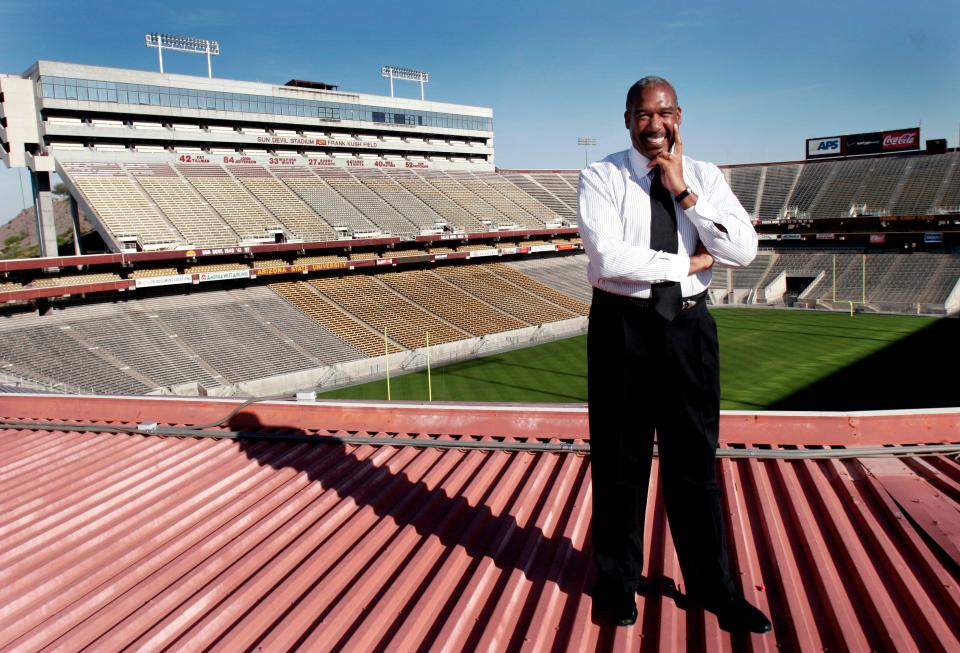 (GENE Oller Revell 3/17/2005) Gene Smith (cq) is the new OSU Athletic director. He has been the Arizona State University AD for several years. I shot him on the roof of Sun Devil Stadium at ASU. Photo taken on March 17,2005 at Arizona State University. (Dispatch Photo by Tim Revell).