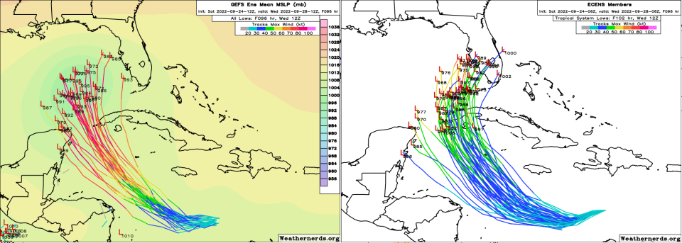 12z GEFS and 06z Euro ensembles comparison for Wednesday morning.