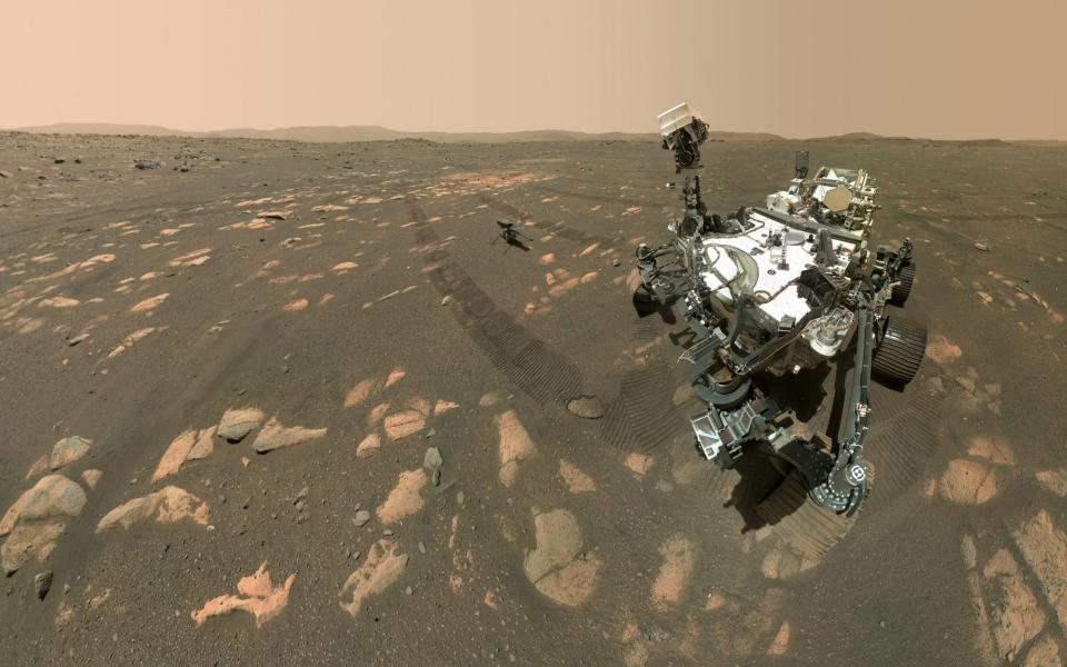 The rover took a ‘selfie’ with the Ingenuity helicopter, seen here next to the probe - Nasa