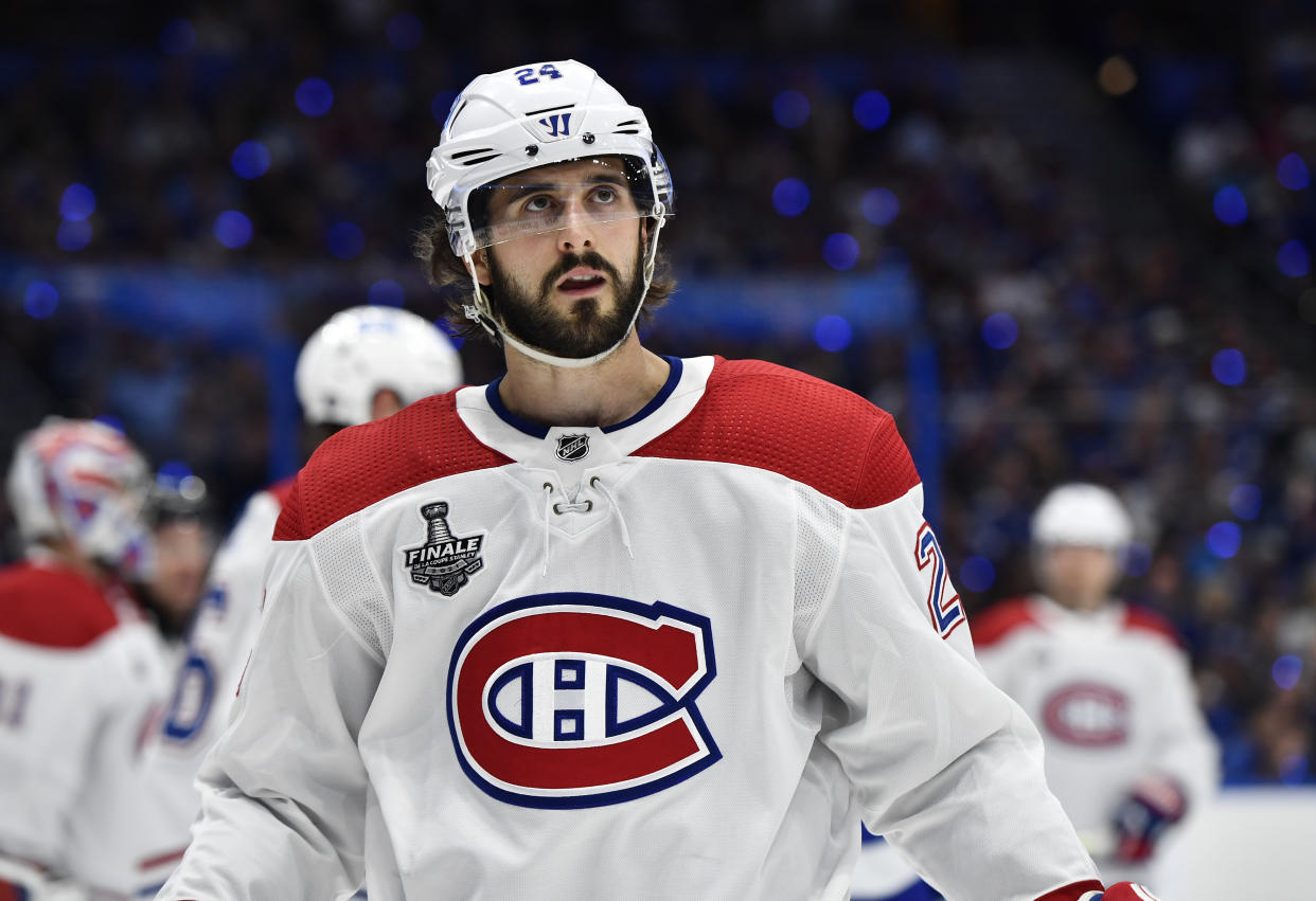 TAMPA, FLORIDA - JULY 07: Phillip Danault #24 of the Montreal Canadiens looks on during the third period of Game Five of the 2021 Stanley Cup Final against the Tampa Bay Lightning at Amalie Arena on July 07, 2021 in Tampa, Florida. (Photo by Florence Labelle/NHLI via Getty Images)