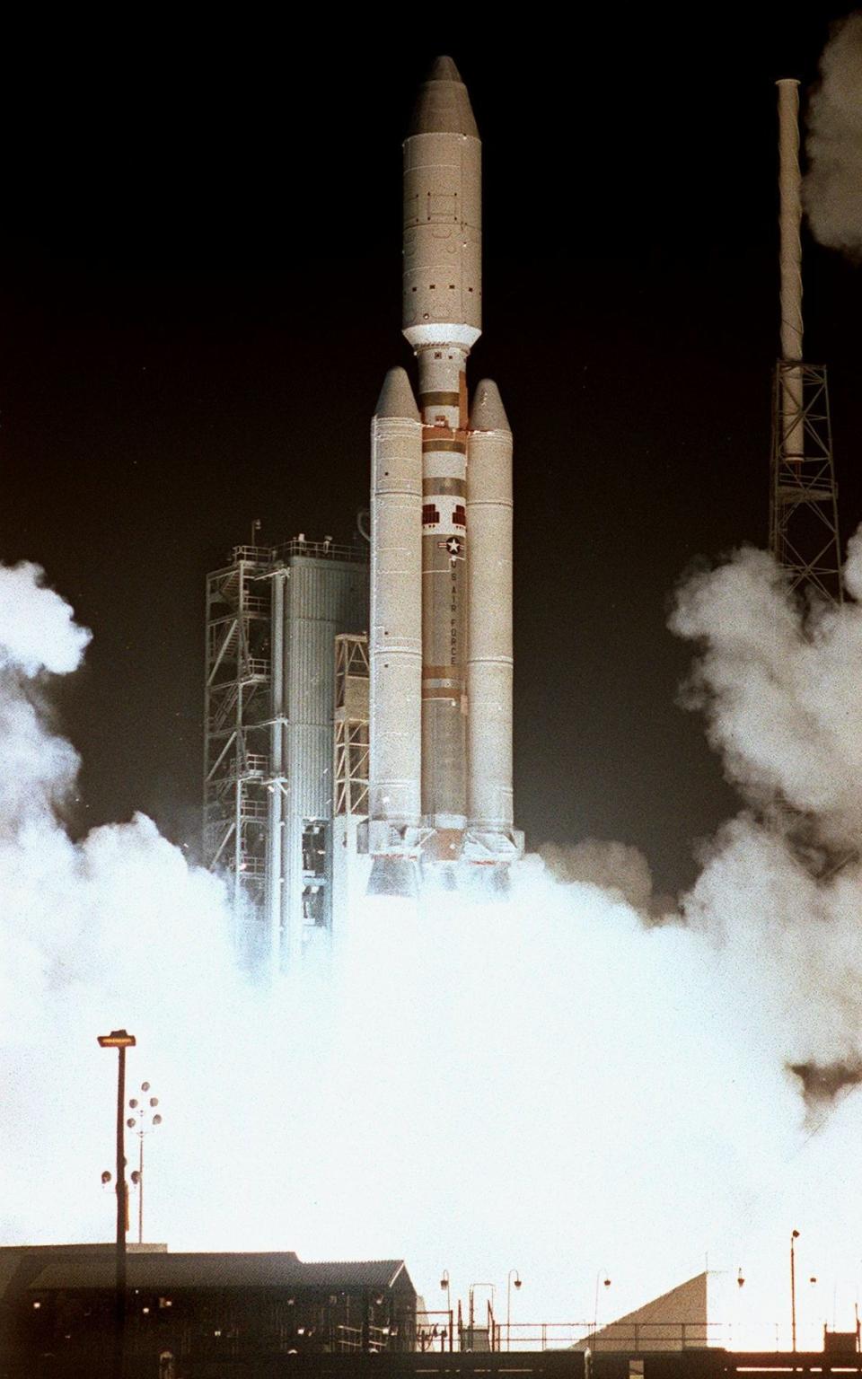 Titan 4B launches from Cape Canaveral in Florida carrying Cassini - Credit:  BRUCE WEAVER/AFP