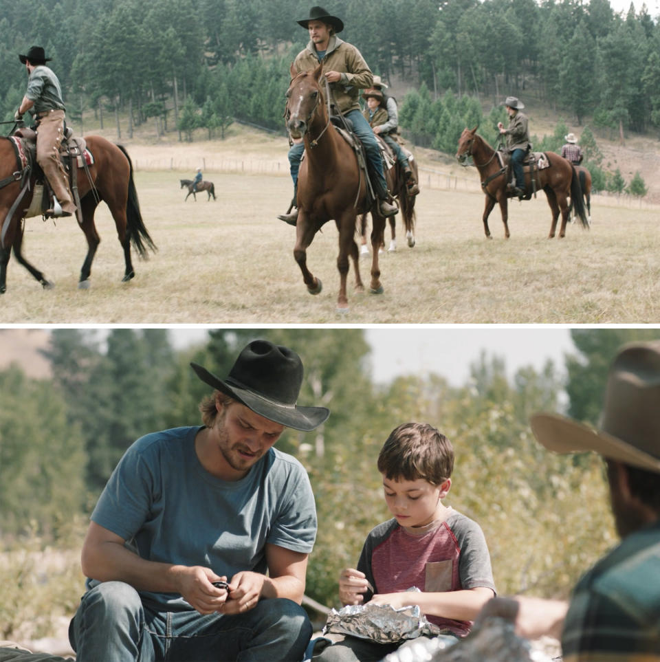 Horse trainer Jake Ream — who also appears onscreen as Jake, a wrangler at the Dutton ranch — recalled that Taylor Sheridan asked him to take some of the cast on the trip so they could learn what it's like to be cowboys, work on a ranch, be around horses, and more. They actually spent the trip on some property that Jake's grandfather owns.