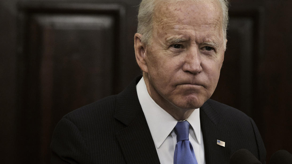 U.S. President Joe Biden delivers remarks on the Colonial Pipeline incident in the Roosevelt Room of the White House May 13, 2021 in Washington, DC. (T.J. Kirkpatrick-Pool/Getty Images)