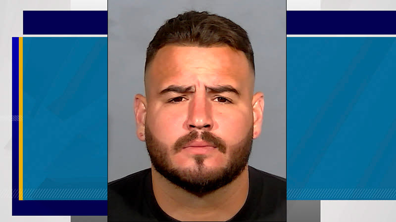 <em>Eddi Moreno faces a murder charge in the shooting death of his neighbor on May 13, 2024. (LVMPD/KLAS)</em>
