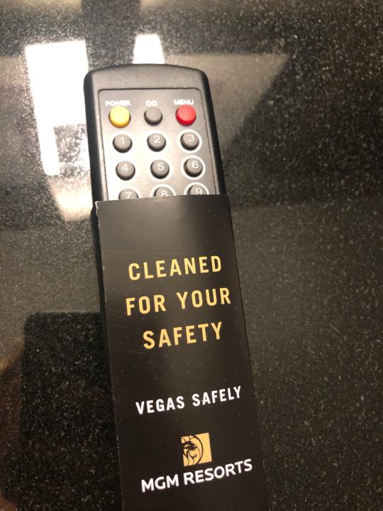 The television remote control at New York-New York Hotel & Casino in Las Vegas now comes with a little protection amid the coronavirus pandemic.