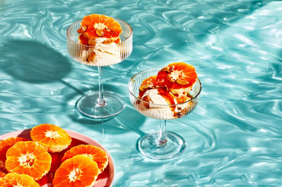 Citrus Caramel Sundaes With Toasted Almonds