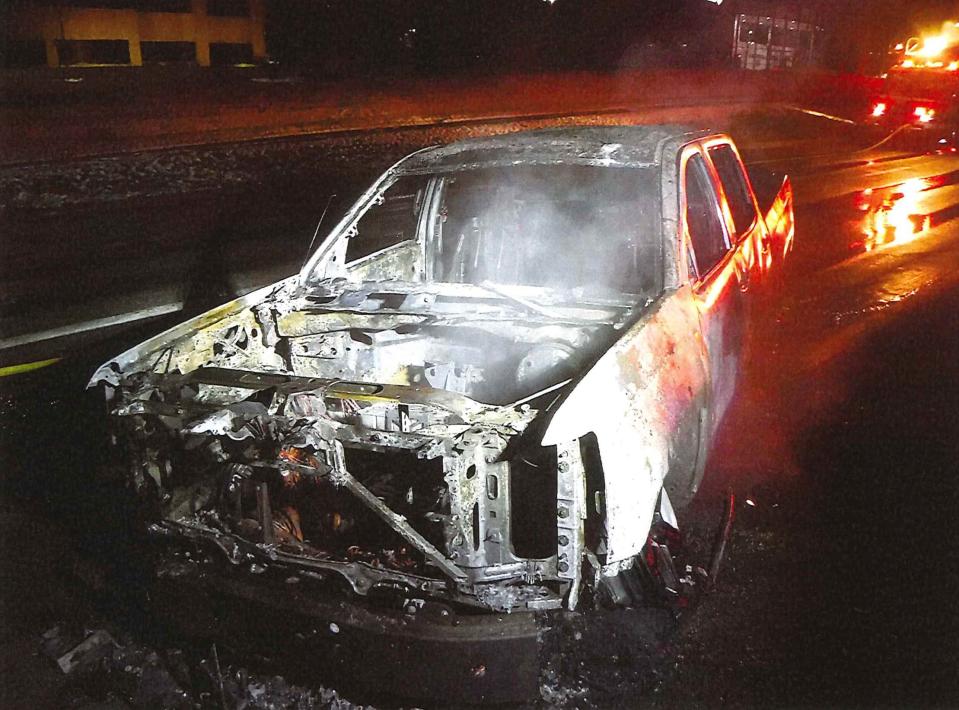 On Jan. 13, 2021 this prototype "mule" of the Lordstown Motors Endurance pickup caught fire along 12 Mile Road in Farmington Hills, just minutes into a test drive.