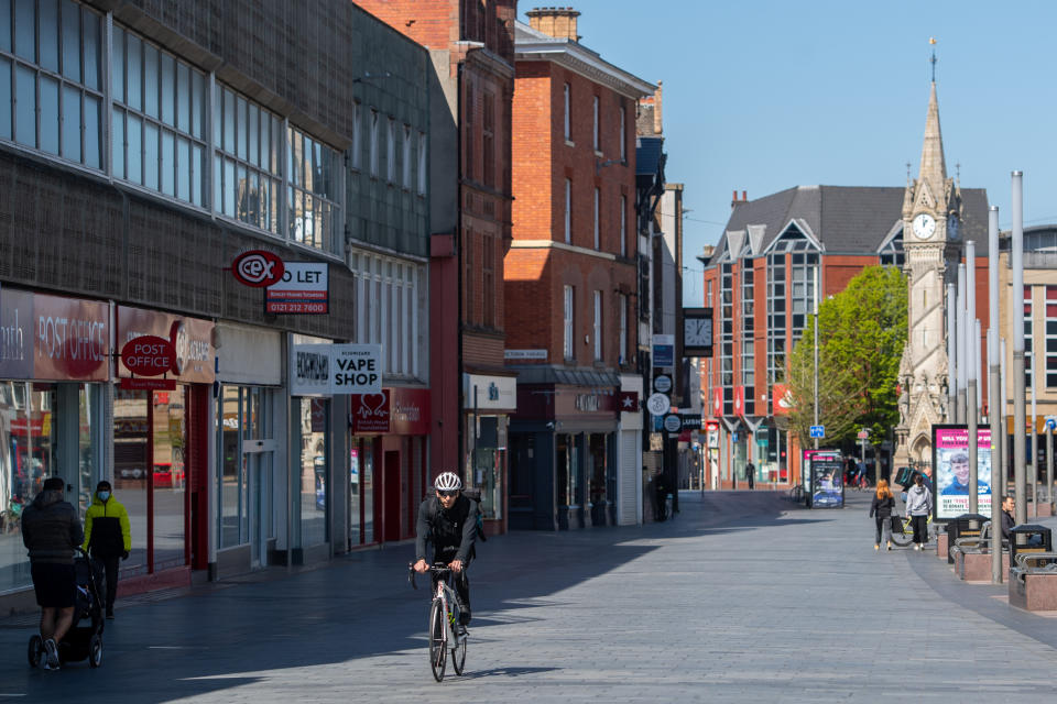 Empty streets in Leicester as the UK continues in lockdown to help curb the spread of the coronavirus. (Photo by Joe Giddens/PA Images via Getty Images)