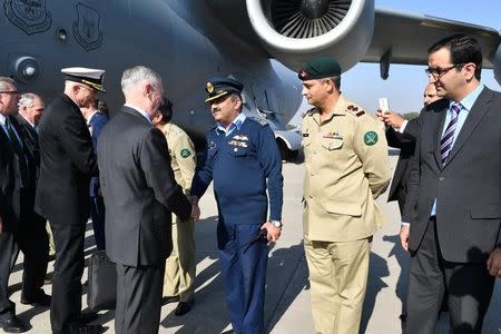 U.S. Defence Secretary Jim Mattis arrives in Islamabad, Pakistan December 4, 2017. U.S. Embassy Handout via Reuters