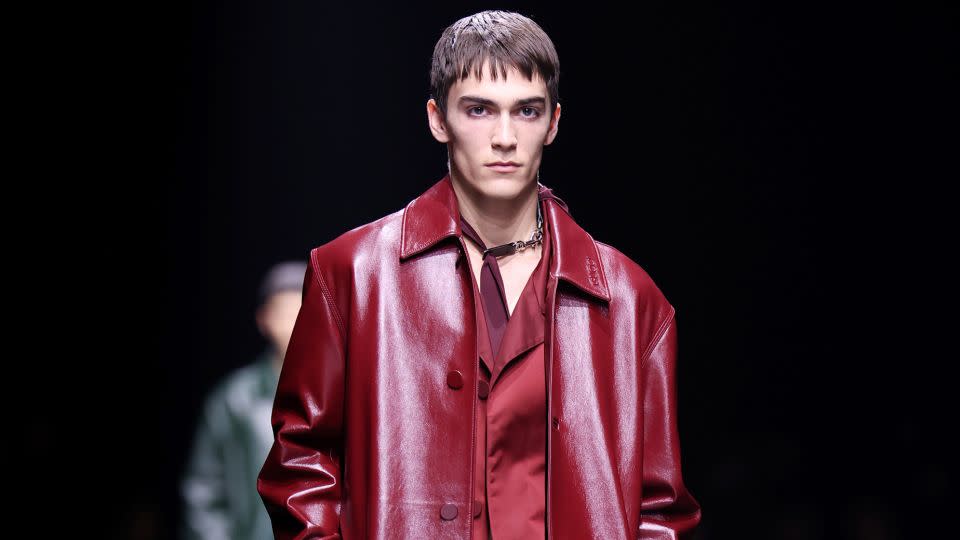 A long coat in "ancor red," designer Sabato de Sarno's new shade, on display at Gucci. - Daniele Venturelli/Getty Images