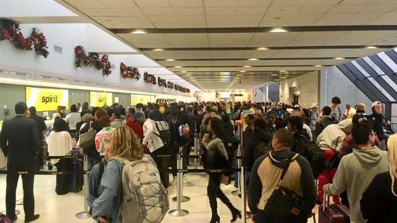 airport crowds at Christmas