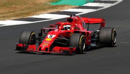 Formula One F1 - British Grand Prix - Silverstone Circuit, Silverstone, Britain - July 8, 2018 Ferrari’s Sebastian Vettel in action during the race Action Images via Reuters/Matthew Childs