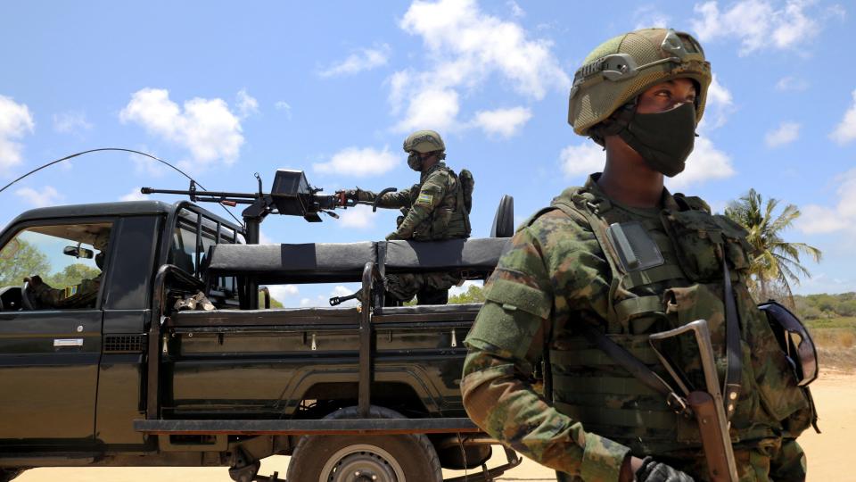     Rwandan security forces soldiers near the Afungi natural gas facility in Mozambique in 2021