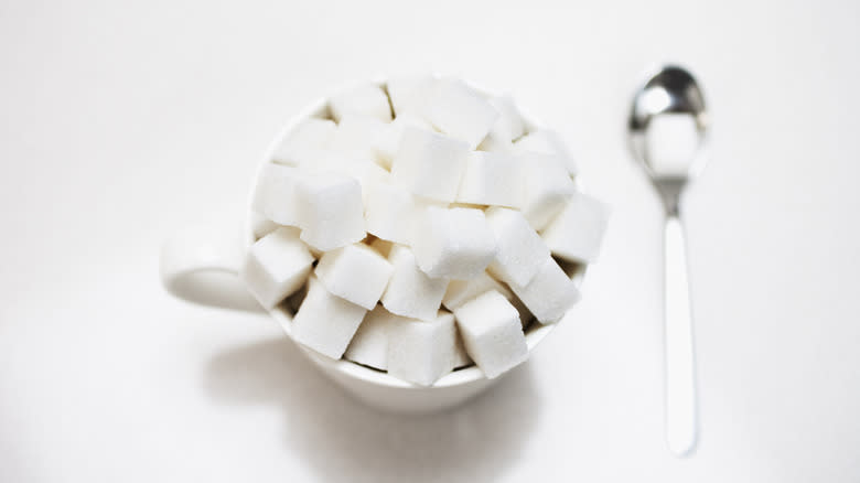 Sugar cubes in a cup