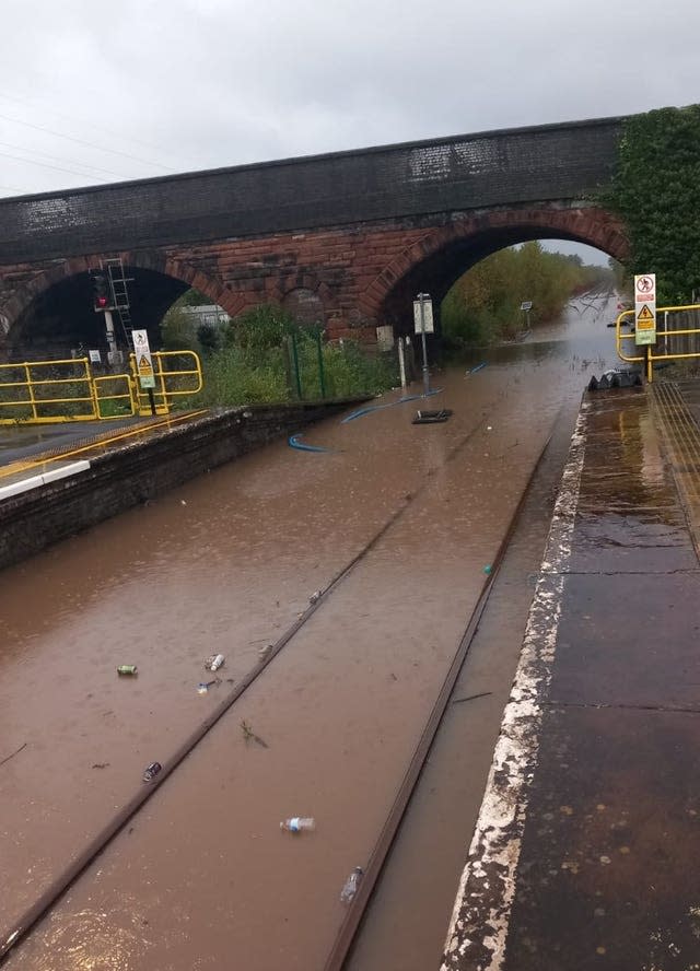 Flooded rail line