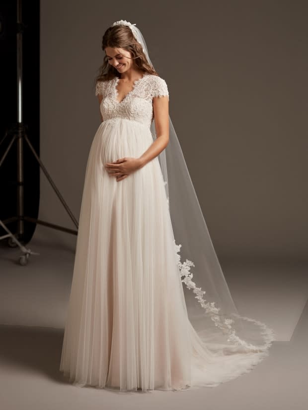 The Pronovias Lucky Star wedding gown, also available on <a href="https://weddingdressforrent.com/collections/wedding-dresses-for-rent/products/pronovias-bridal-lucky-star01-4pvw91770-1" rel="nofollow noopener" target="_blank" data-ylk="slk:Wedding Dress for Rent;elm:context_link;itc:0;sec:content-canvas" class="link ">Wedding Dress for Rent</a>.