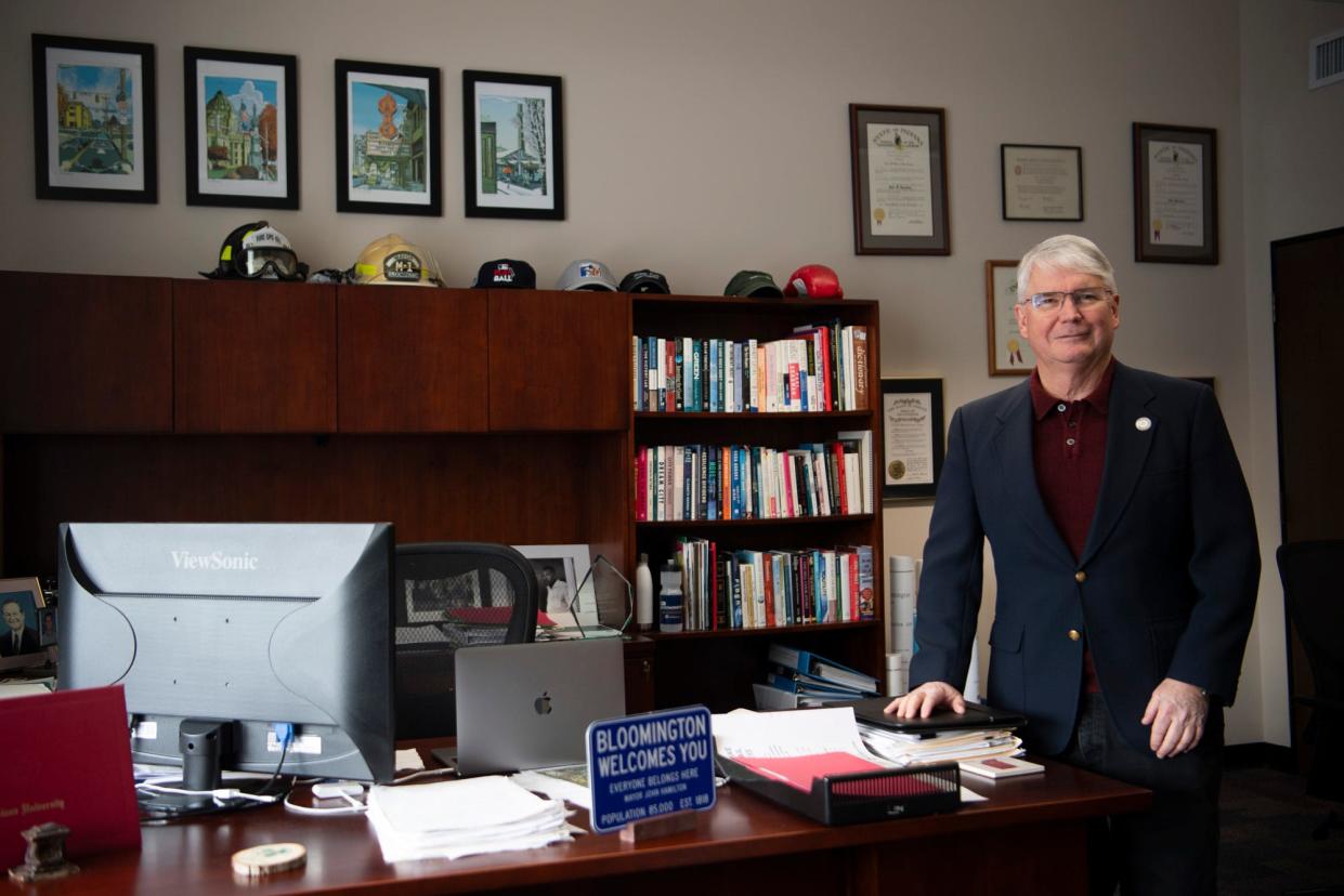 Mayor John Hamilton poses in his office on Thursday, Dec. 21, 2023.