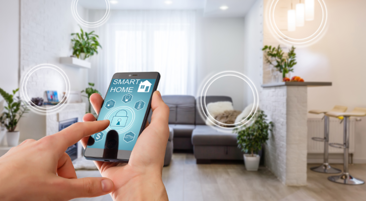 Concept image of a person using a smart home app.