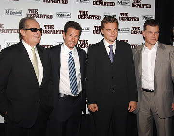 Jack Nicholson , Mark Wahlberg , Leonardo DiCaprio and Matt Damon at the New York premiere of Warner Bros. Pictures' The Departed