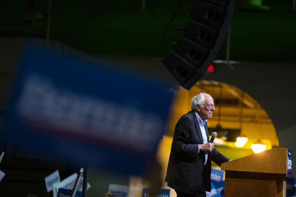 Sanders speaks at the Richmond rally.