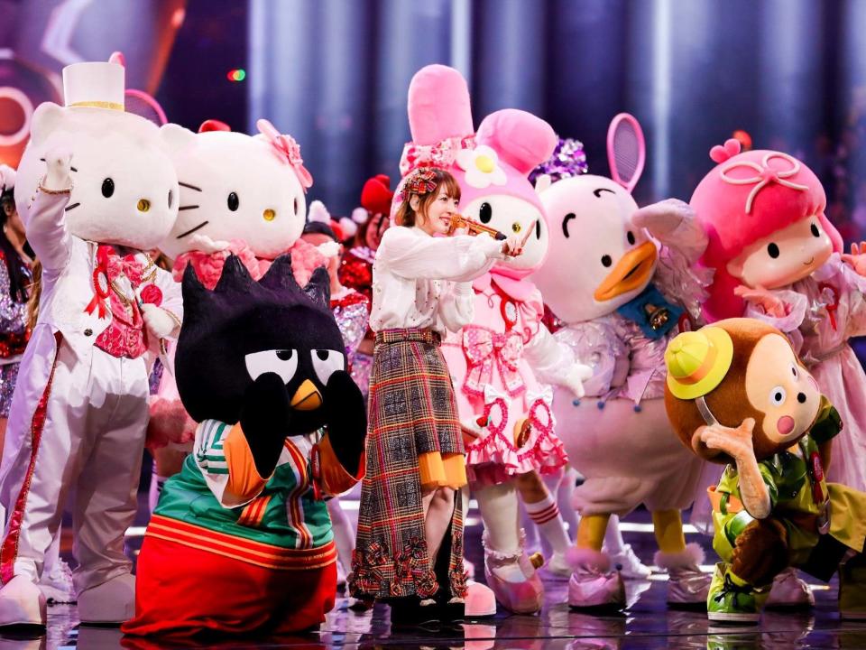 Japanese singer Hanazawa Kana (C) performs on stage during the Tmall Double 11 Gala in Shanghai, China: EPA