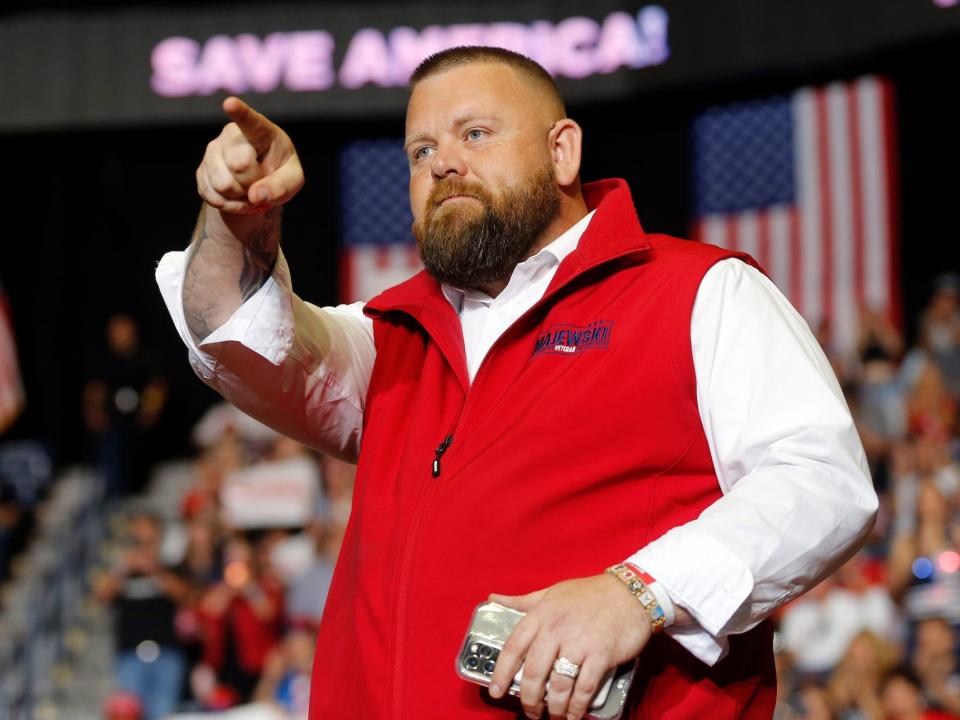 JR Majewski, Kaptur’s Republican opponent, at a Trump rally in Youngstown, OH on September 17, 2022.