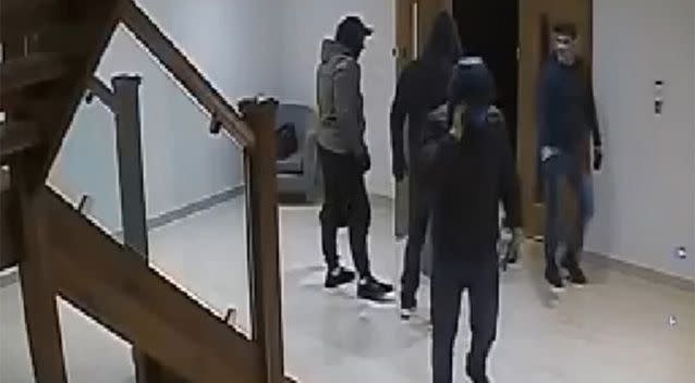 A CCTV still from a burglary in nearby Keston in which a gang of four men stole a safe containing jewellery and watches. Source: Metropolitan Police