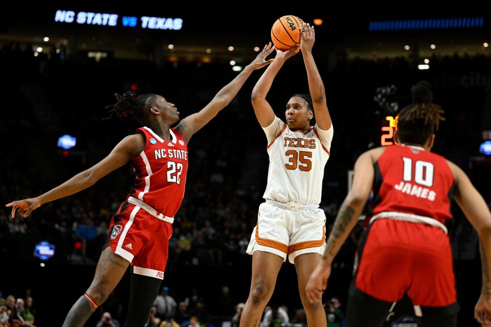 Texas freshman point guard Madison Booker scored 17 points in Sunday's season-ending 76-66 loss to North Carolina State in Portland. Texas ended its season at 33-5.