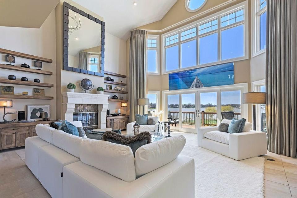 The two-story "Lake Room" provides expansive views of Choctaw Lake in this $2.85-million home west of Columbus.