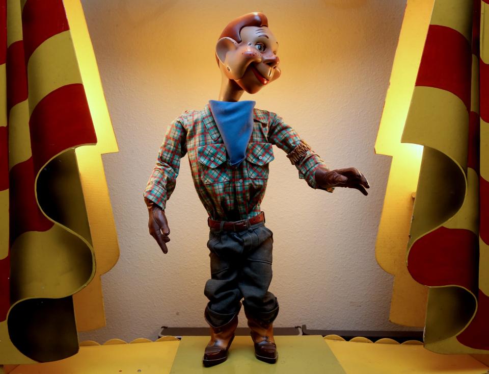 The Howdy Doody automaton talking puppet that was created by Mathew Gruber, 99,  in the 1950’s, a duplicate of the puppet used on the famous children’s TV show. Photo taken on Thursday, Jan. 5, 2023.