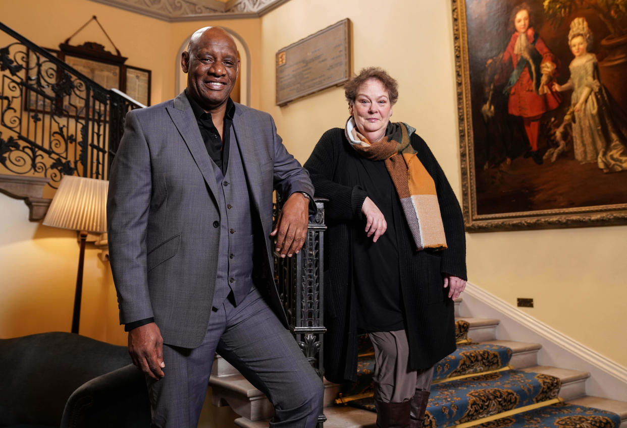 This image and the information contained herein is strictly embargoed until 00.01 Tuesday 29th March 2022

From Voltage TV and Mitre Television

DNA Journey: SR3: Ep1 on ITV and ITV Hub

Pictured: Shaun Wallace and Anne Hegarty.

This photograph is (C) Voltage TV and Mitre Television and can only be reproduced for editorial purposes directly in connection with the programme or event mentioned above, or ITV plc. Once made available by ITV plc Picture Desk, this photograph can be reproduced once only up until the transmission [TX] date and no reproduction fee will be charged. Any subsequent usage may incur a fee. This photograph must not be manipulated [excluding basic cropping] in a manner which alters the visual appearance of the person photographed deemed detrimental or inappropriate by ITV plc Picture Desk.  This photograph must not be syndicated to any other company, publication or website, or permanently archived, without the express written permission of ITV Picture Desk. Full Terms and conditions are available on the website www.itv.com/presscentre/itvpictures/terms

For further information please contact:
james.hilder@itv.com