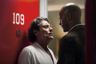 <p>Ian McShane as Mr Wednesday and Ricky Whittle as Shadow Moon in Starz’ <i>American Gods</i>.<br><br>(Photo: Starz) </p>