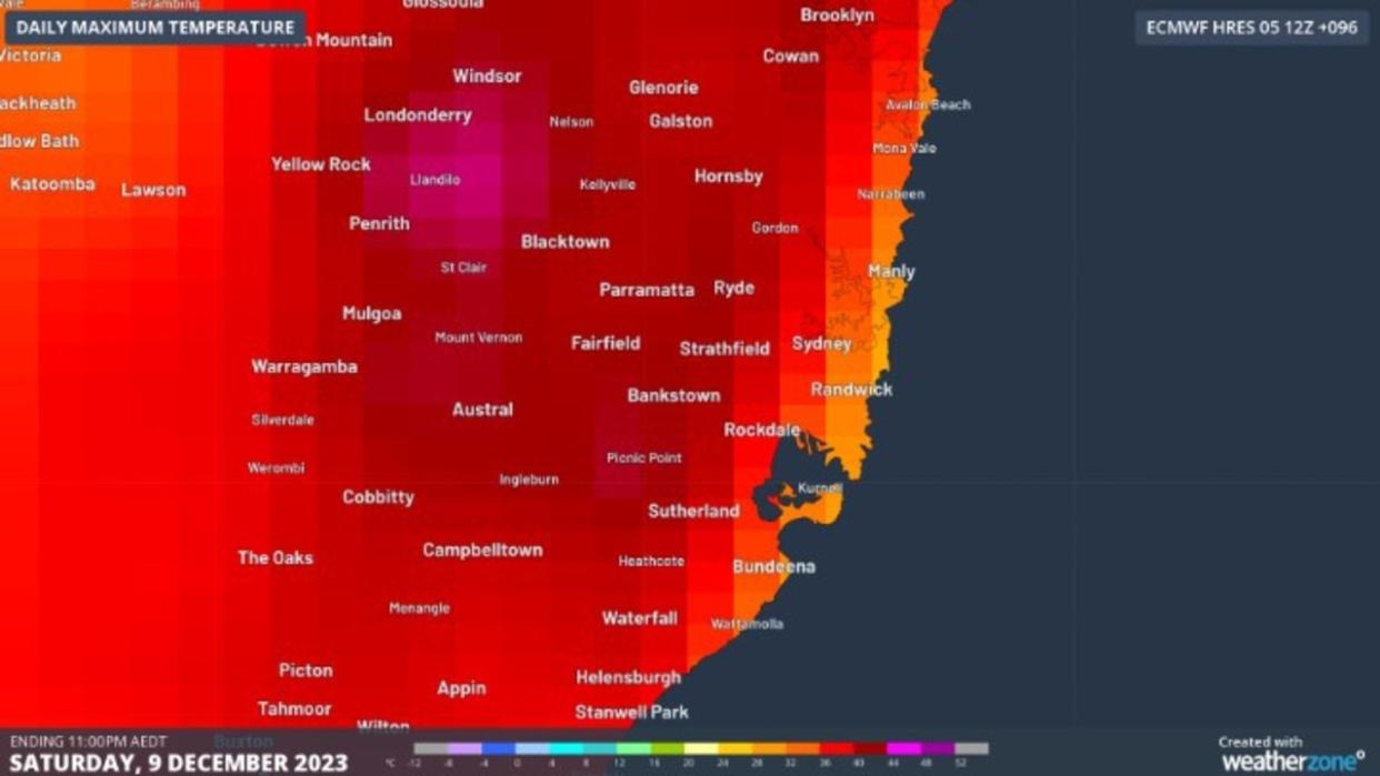 NSW will struggle through a brutal heatwave across December 9-11. Picture: Weatherzone