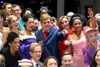 <p>Elton John visits the Chicago cast of <em>The Devil Wears Prada, The Musical — </em>for which he wrote the music — prior to their Aug. 3 performance at the James M. Nederlander Theatre. </p>