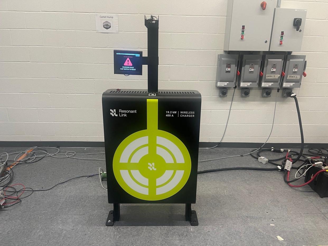 Resonant Link's largest wireless charging station for industrial electric vehicles, as seen on Jan. 31, 2024 in the company headquarters and production facility in South Burlington.