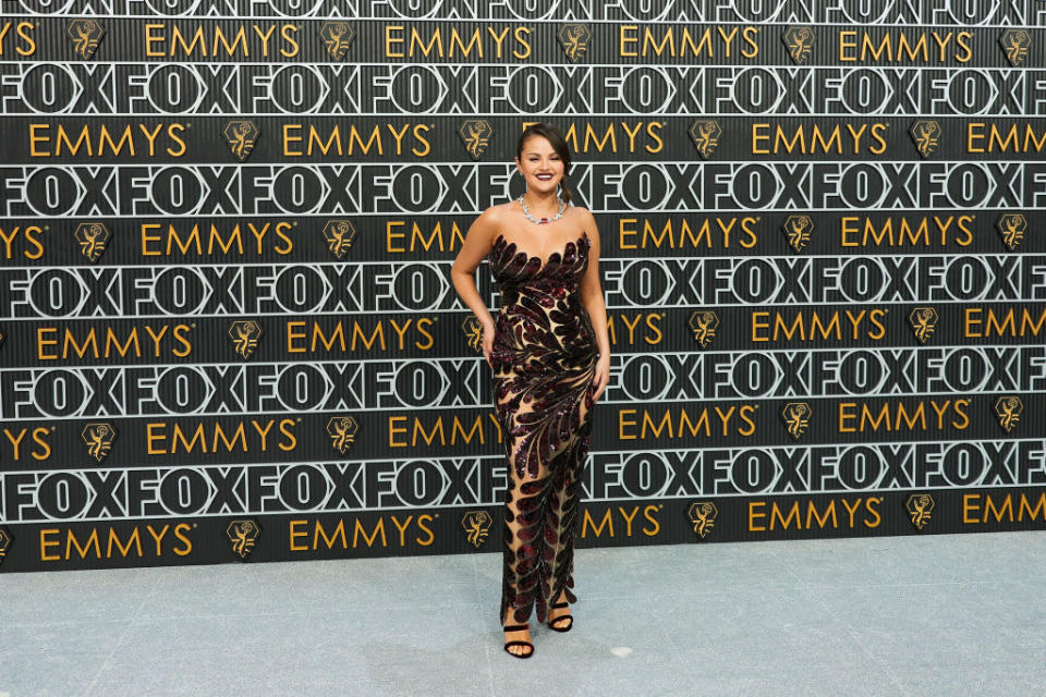 elena Gomez attends the 75th Primetime Emmy Awards at Peacock Theater.