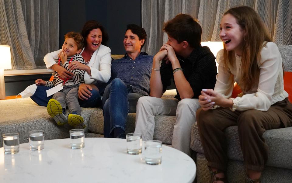 Trudeau shares three children with his wife, including Xavier, Ella-Grace and Hadrien. (Photo by SEAN KILPATRICK/POOL/AFP via Getty Images)