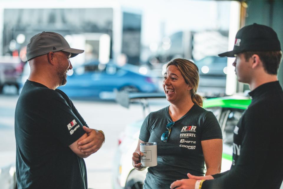 Shea Holbrook, middle, and her husband own and operate BSI Racing, which is located just five miles from Daytona International Speedway.