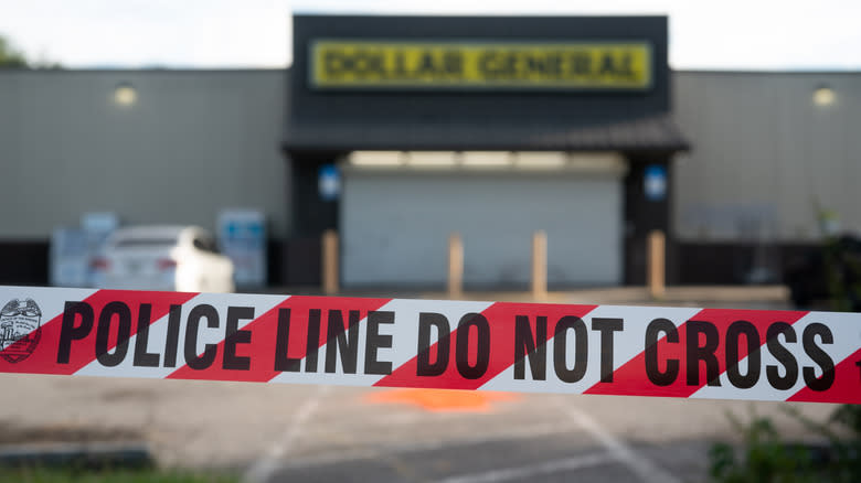crime scene tape across dollar general