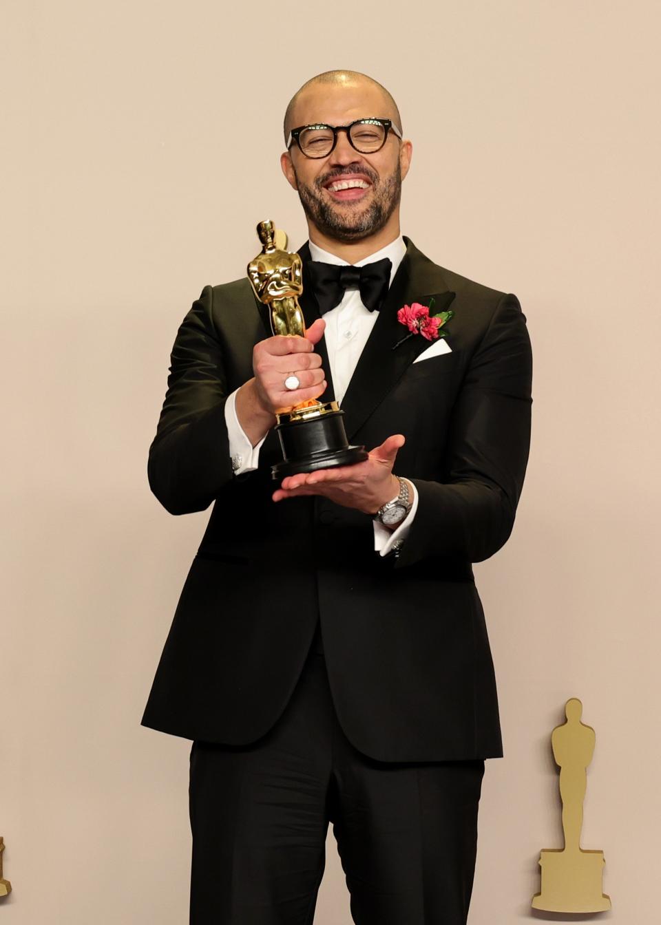 HOLLYWOOD, CALIFORNIA - MARCH 10: Cord Jefferson, winner of the Best Adapted Screenplay award for “American Fiction”, poses in the press room during the 96th Annual Academy Awards at Ovation Hollywood on March 10, 2024 in Hollywood, California. (Photo by Arturo Holmes/Getty Images)