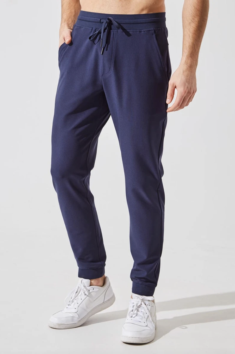 Gusto Recycled Polyester Everyday Jogger in Deep Navy (Photo via MPG)