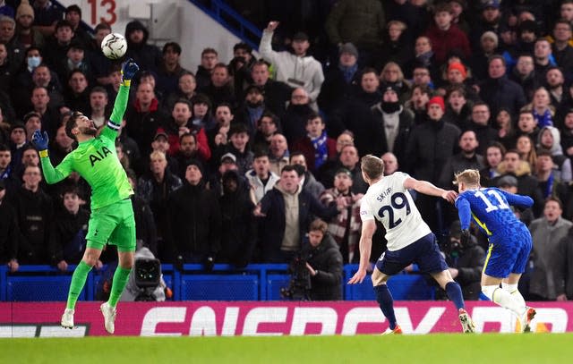 Hugo Lloris keeps out Timo Werner's effort 