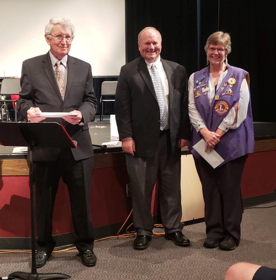 Mike Long (from left), Sam Brentano and Kathy Kindred at the awards night for the North Santiam Chamber of Commerce.