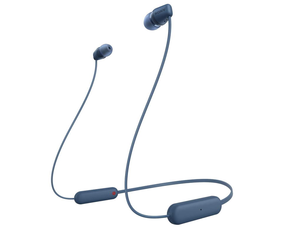 Sony WI-C100 Wireless In-Ear Headphones with Neckband, IPX4 Waterproof and Sweatproof, Up to 25 Hours Battery, Voice Assistant Compatible - Blue