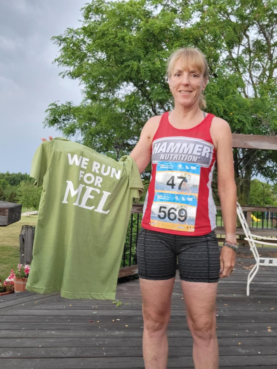 Bev Enslow ran in the 2021 Steamboat Classic wearing the bib number belonging to race legend Mel Schriefer, who died at age 92 a month before the race.