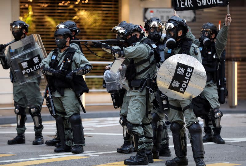 FILE PHOTO: Protesters march for human rights in Hong Kong