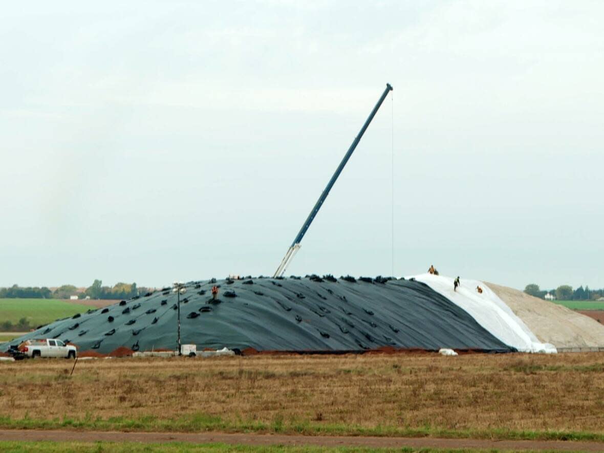 The Island's road salt stockpile will be stored at Slemon Park P.E.I. this winter.  (Brittany Spencer/CBC   - image credit)